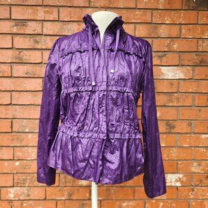 Chicos Ruffles Full Zip Light Weight Jacket Size 0 (Small)